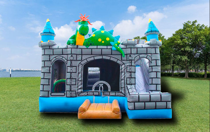 KL-88854 Inflatable Dinosaur Bounce House with Slide